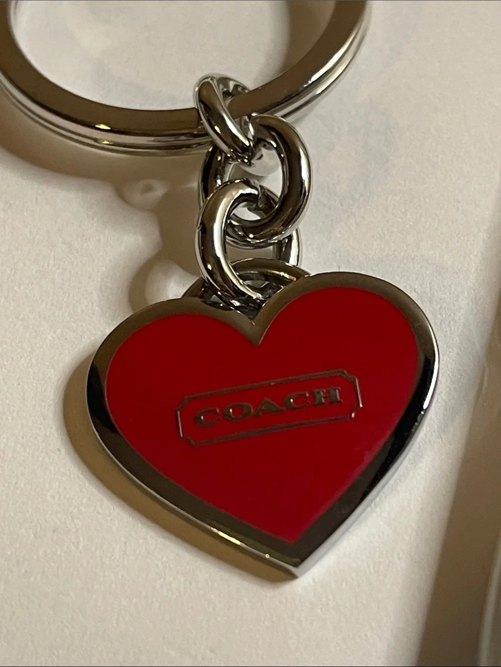 Coach Red Heart Keyring with Silver Hardware and Coach Pen